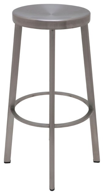 Industry polished stainless steel bar stool by nuevo