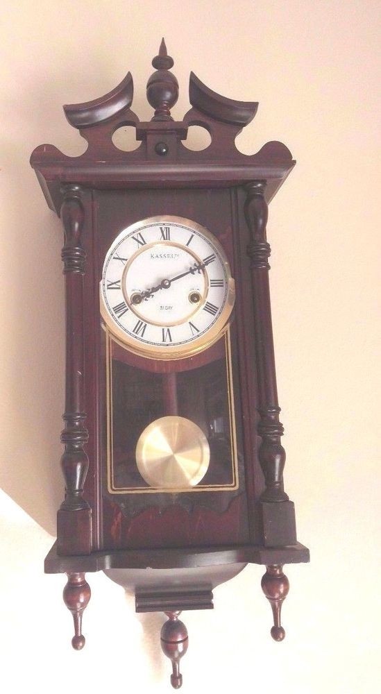 Kassel vintage colonial style wood pendulum wall clock 31
