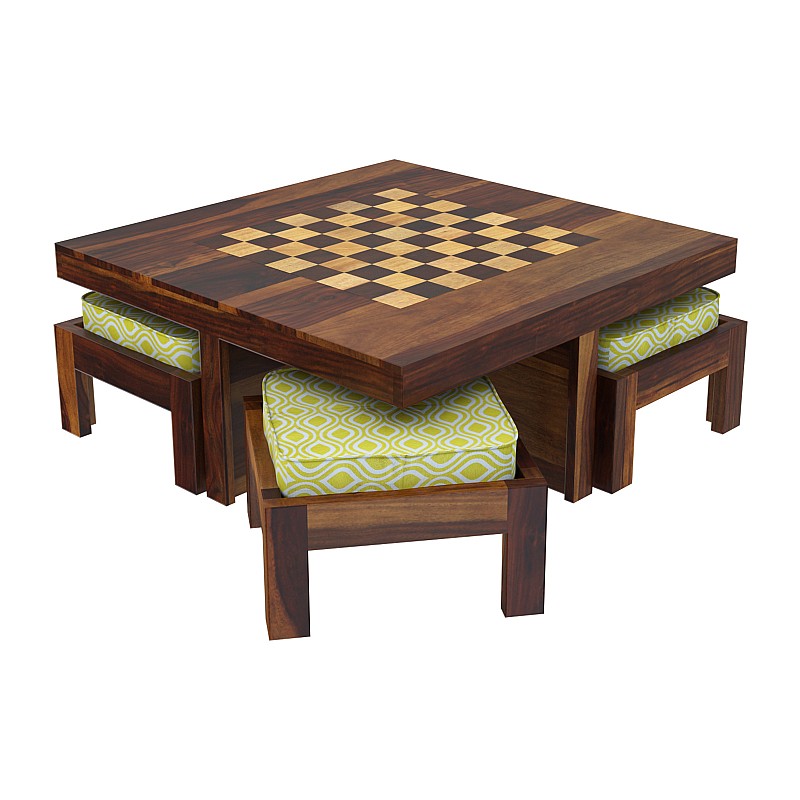 Khimsar 4 stool chess desgin coffee table with four stool