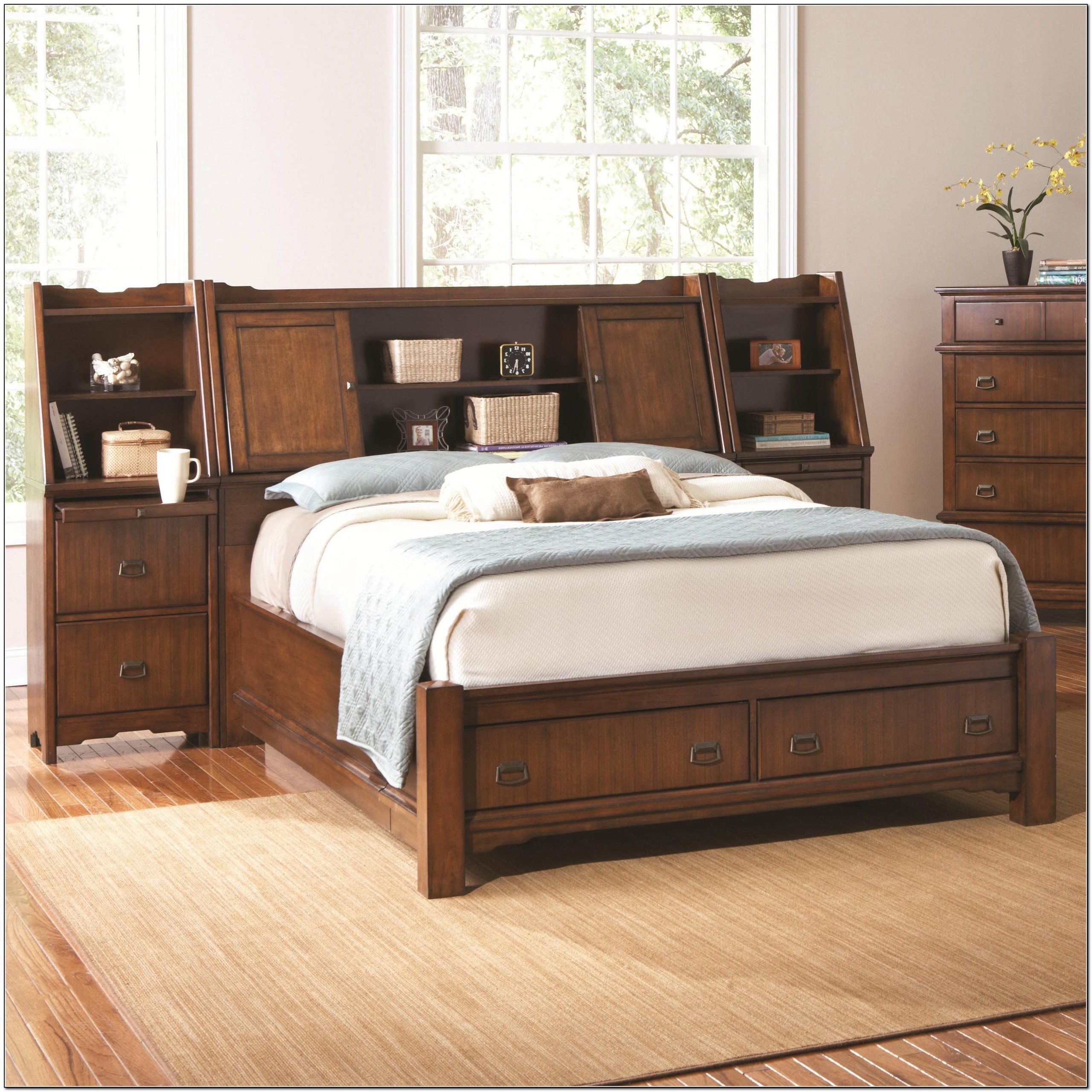 King storage bed with bookcase headboard beds home 2