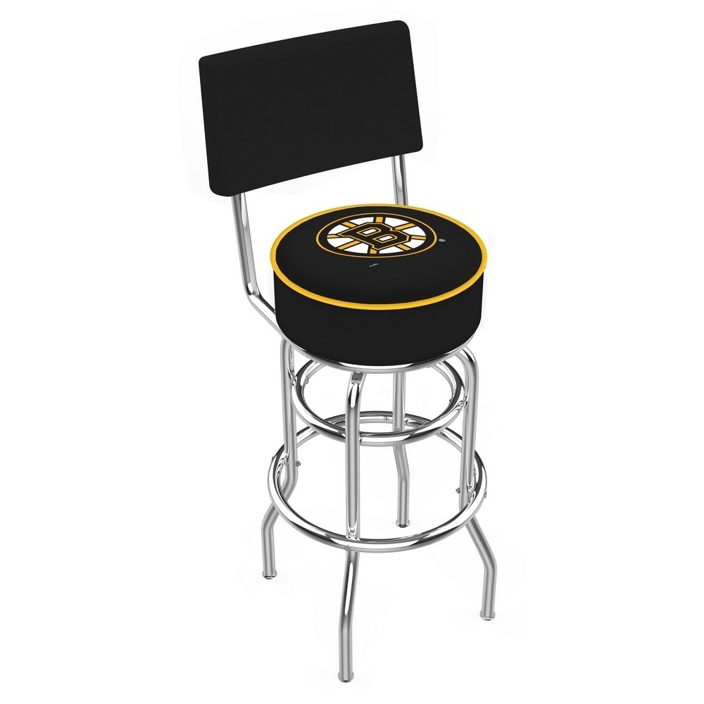 L7c4 chrome double ring boston bruins swivel bar stool