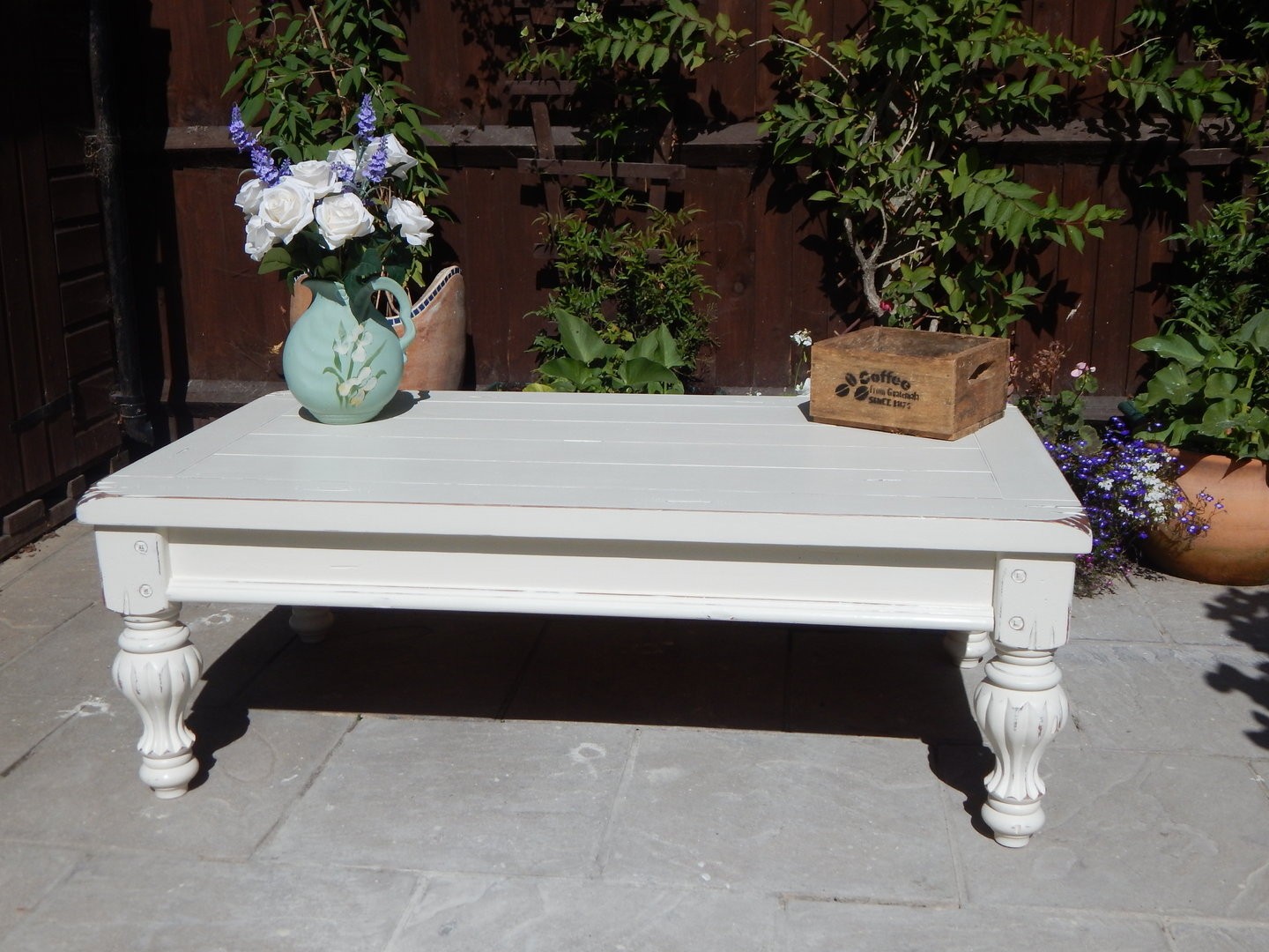 Large shabby chic french country coffee table 3
