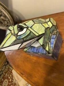 Large tiffany style stained glass frog lamp multicolor 1