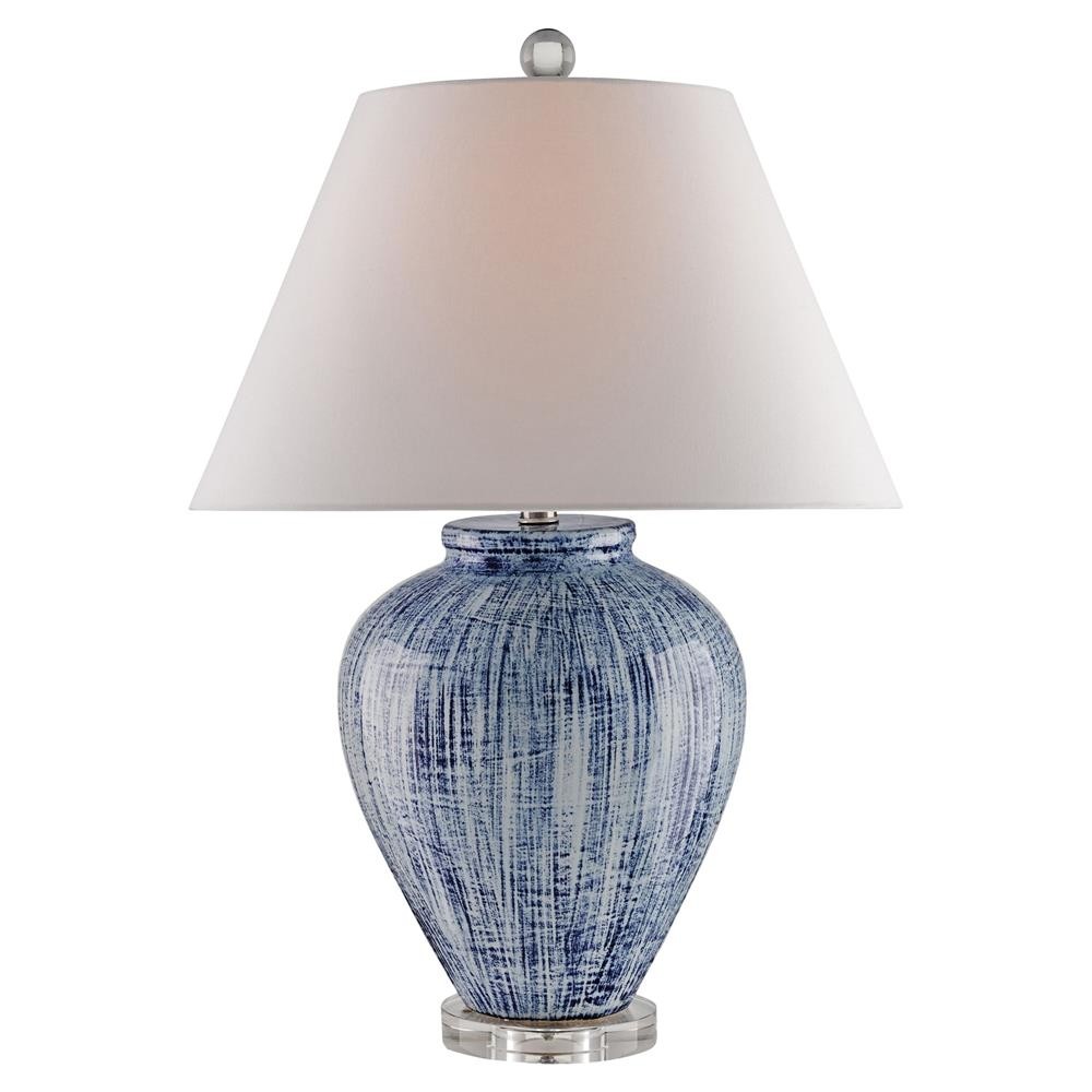 Leala coastal boho hand glazed blue ceramic table lamp