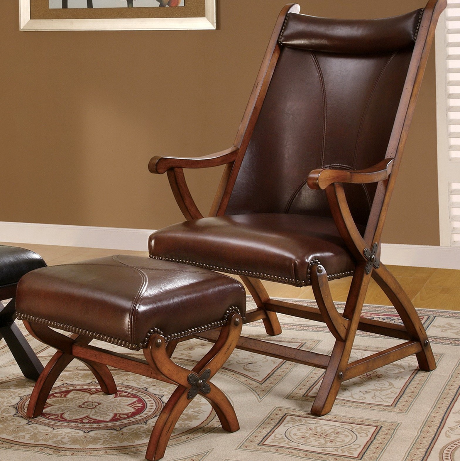 Leather accent chair with ottoman home design ideas