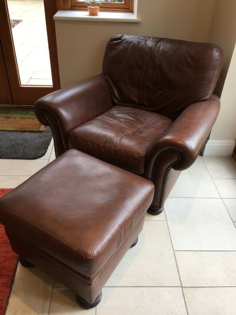 Leather chair with ottoman in surrey gumtree