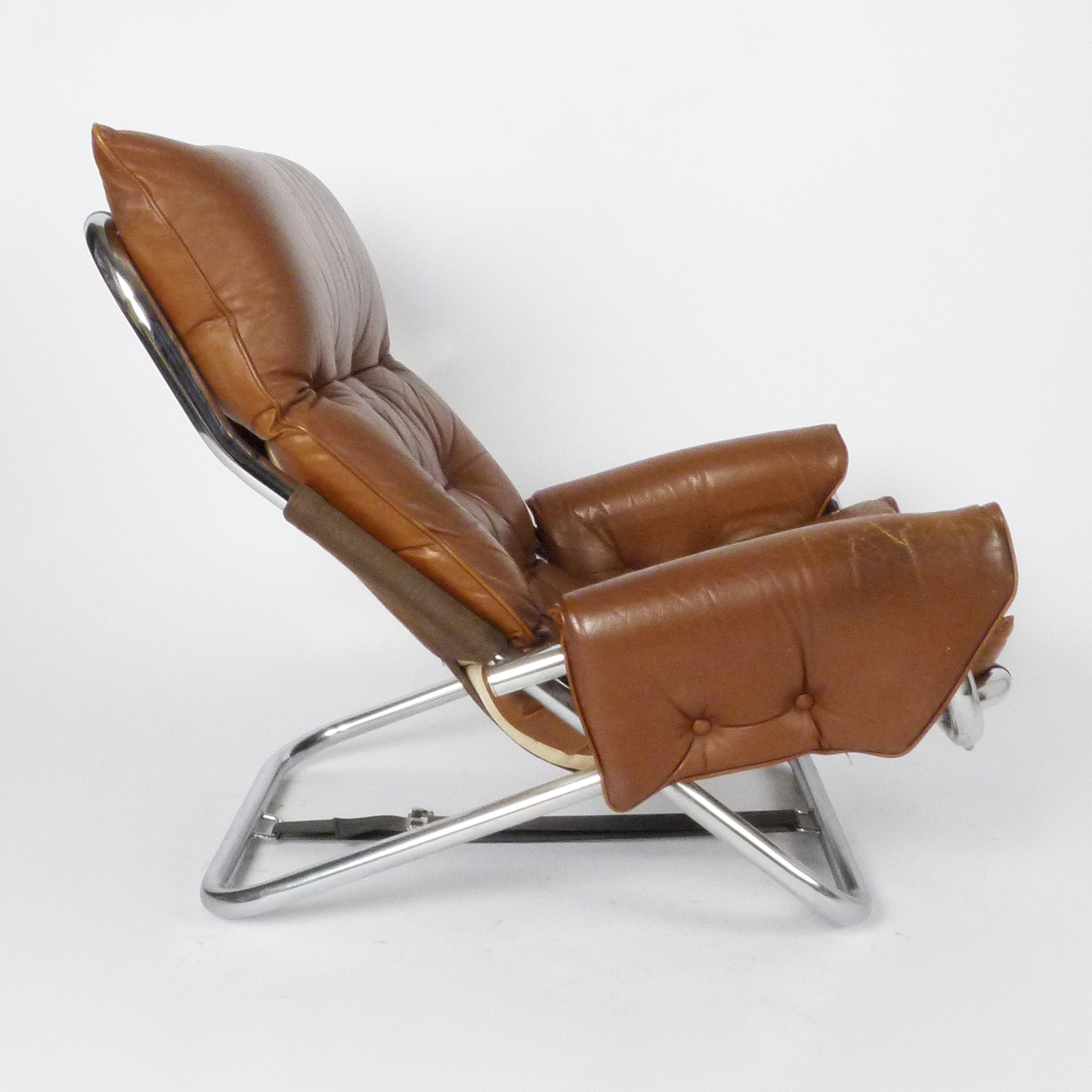 Leather chrome lounge chair ottoman sold 18 at city