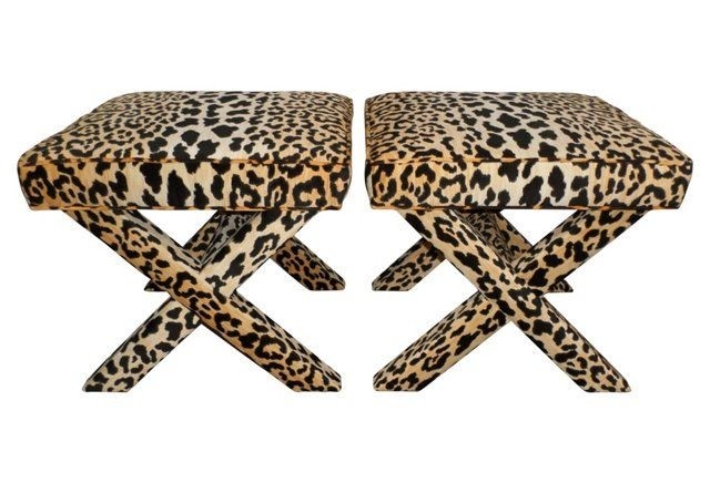 Leopard x benches s 2 x bench vintage decor furniture