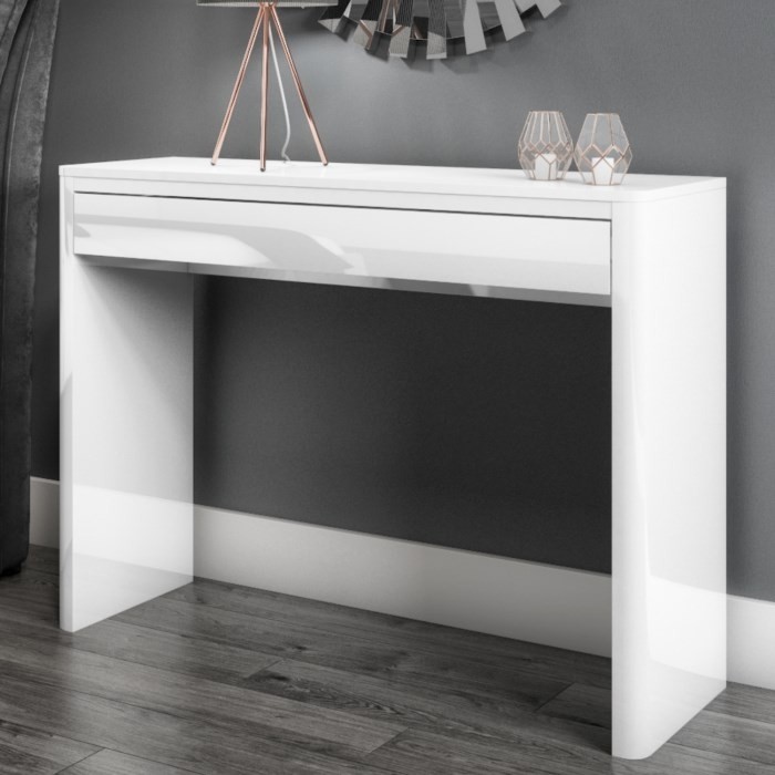 white gloss console table with storage