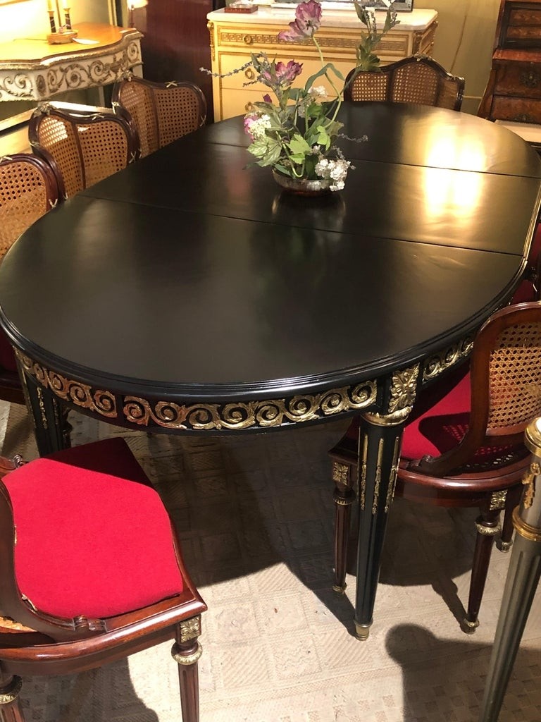 Louis xvi style ebony bronze mounted dining table with 1