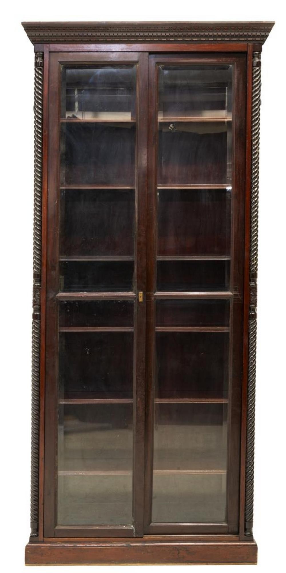 Mahogany sliding glass door bookcase 2