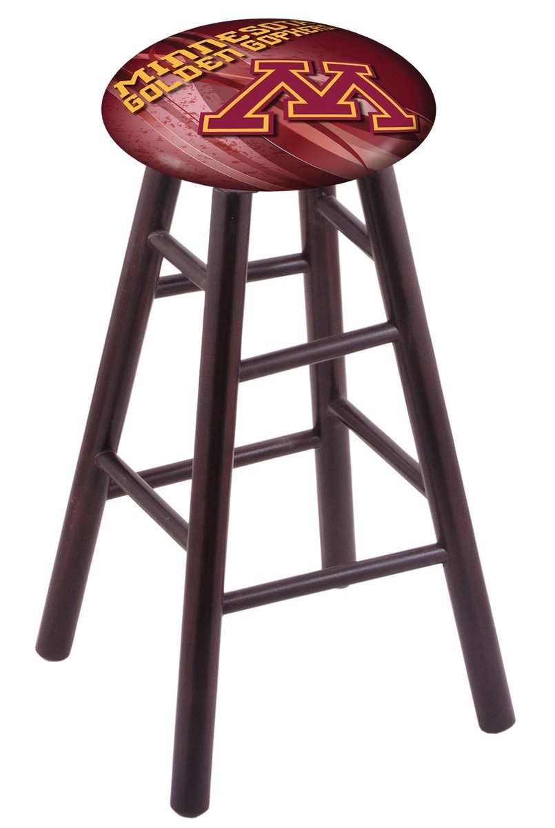 Maple bar stool in dark cherry finish with minnesota seat
