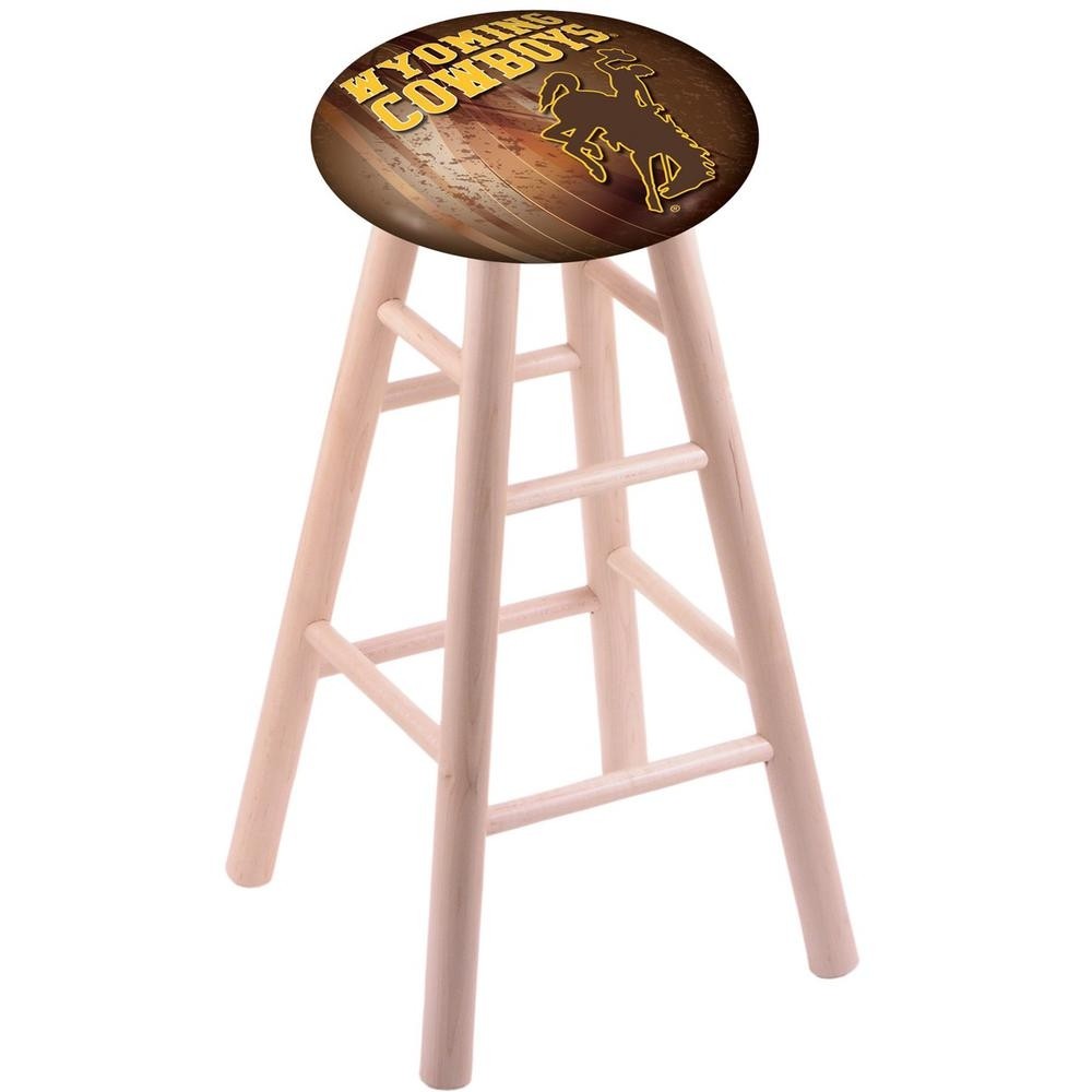 Maple extra tall bar stool in natural finish with wyoming