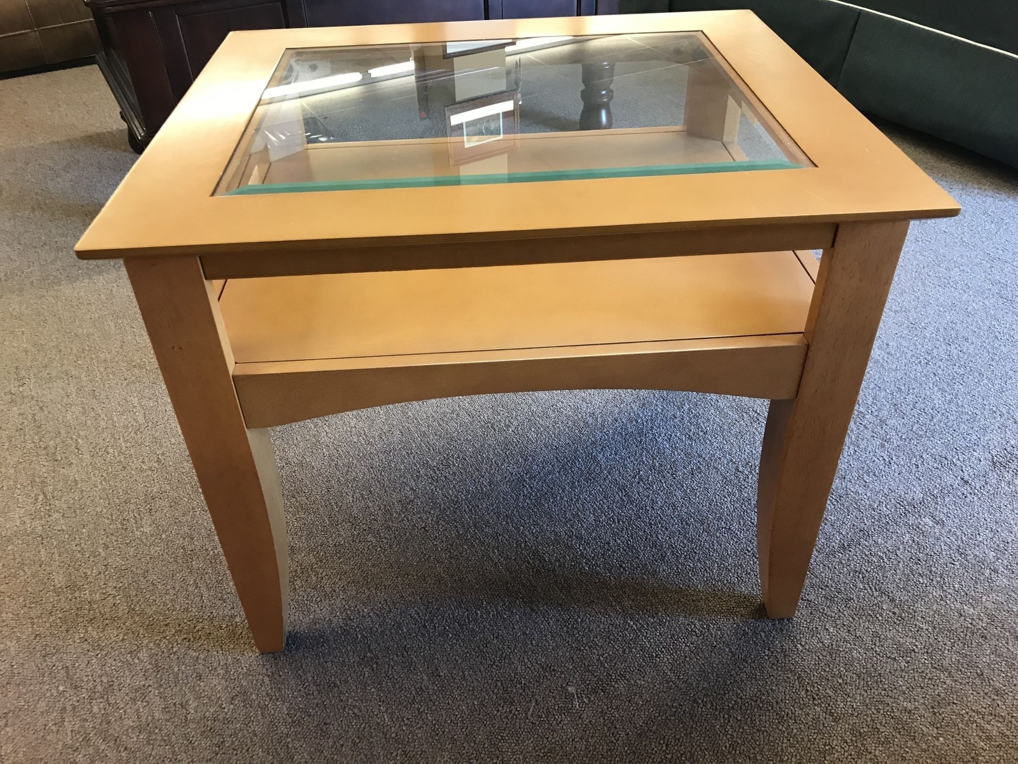 Maple glass top end table delmarva furniture consignment 2