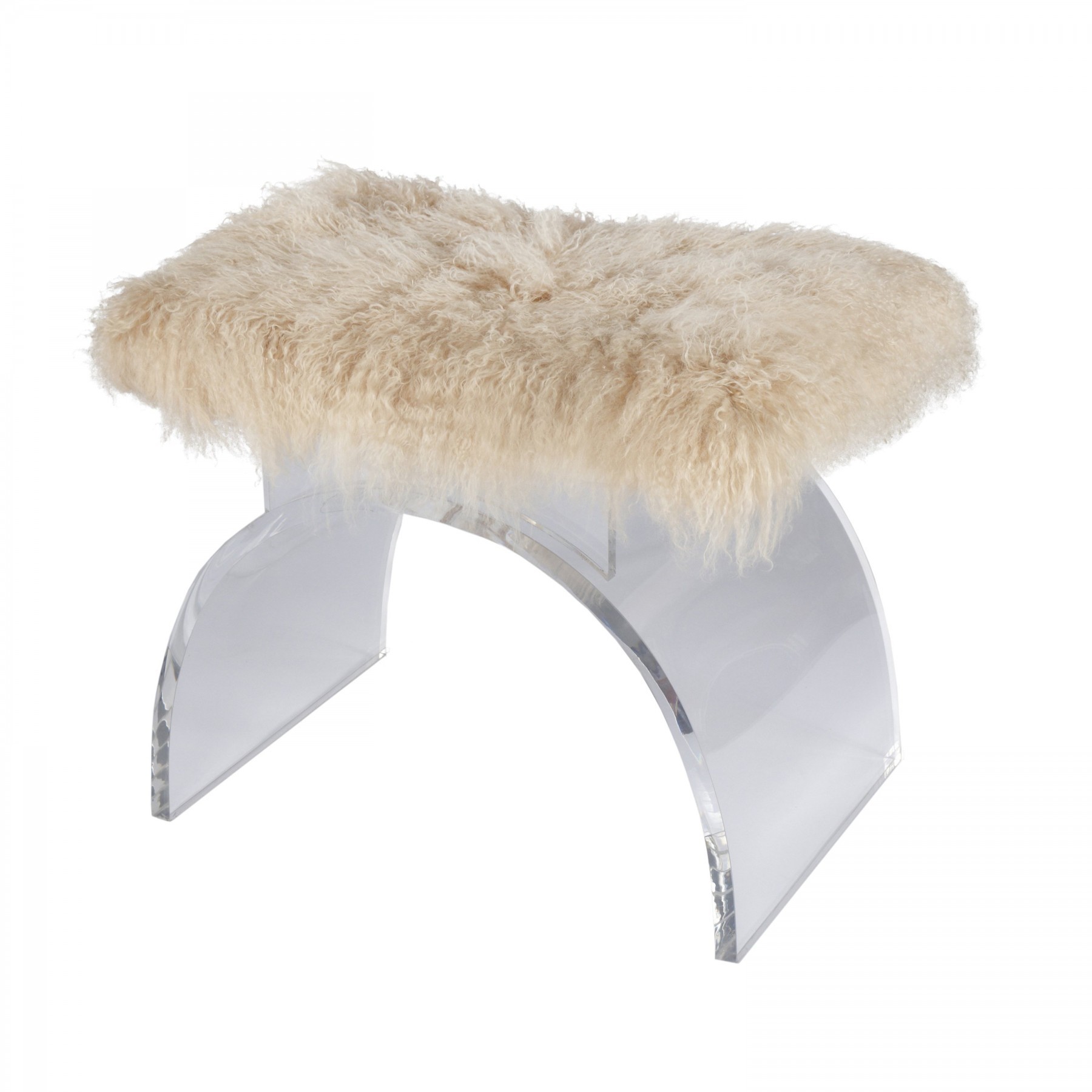 Marlowe lucite stool with natural mongolian fur shop now