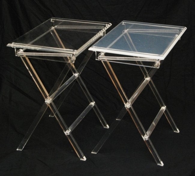 Mid century modern lucite folding tv tray tables lot 278