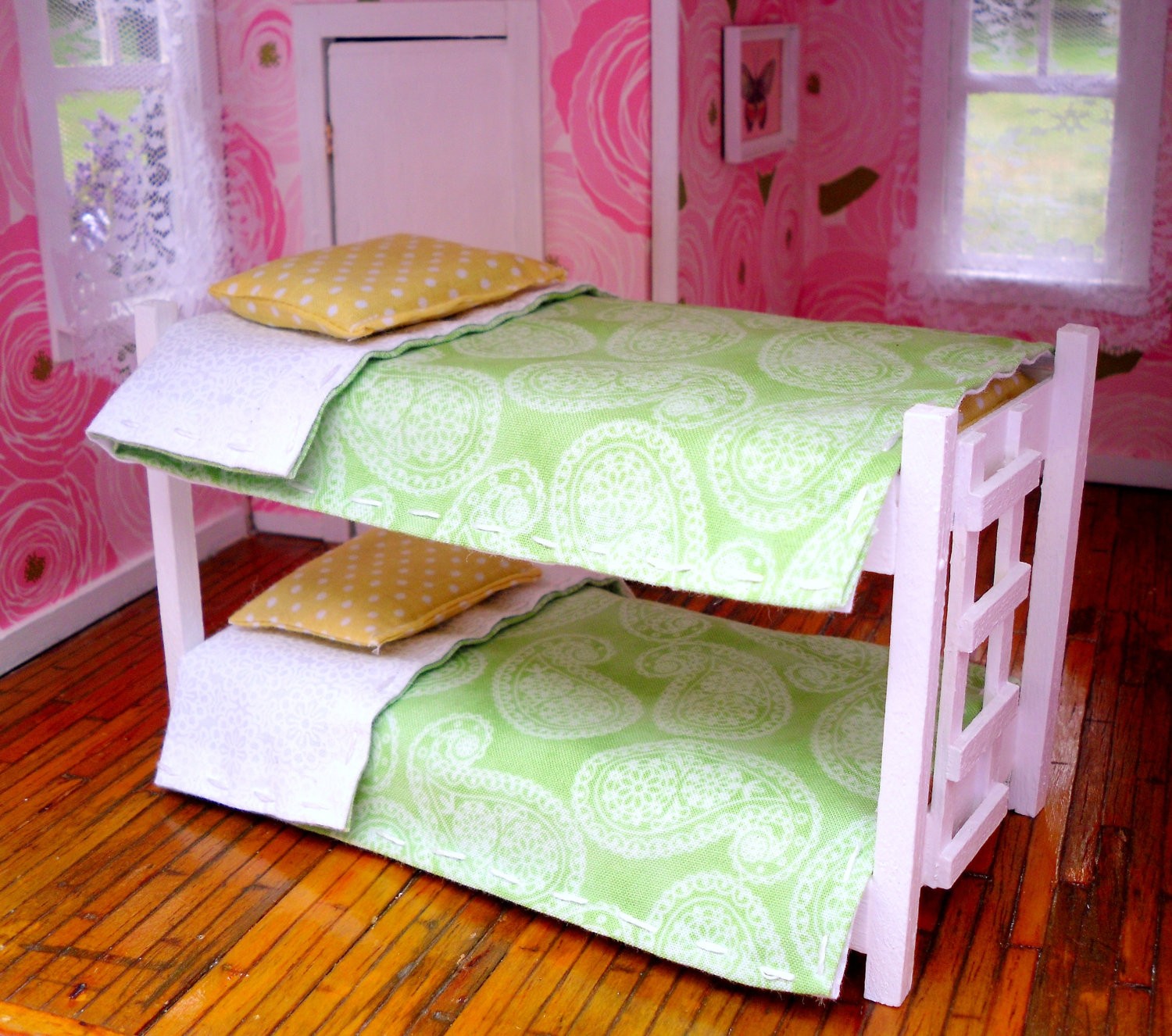 Miniature dollhouse childrens bunk bed with by bnminiatures