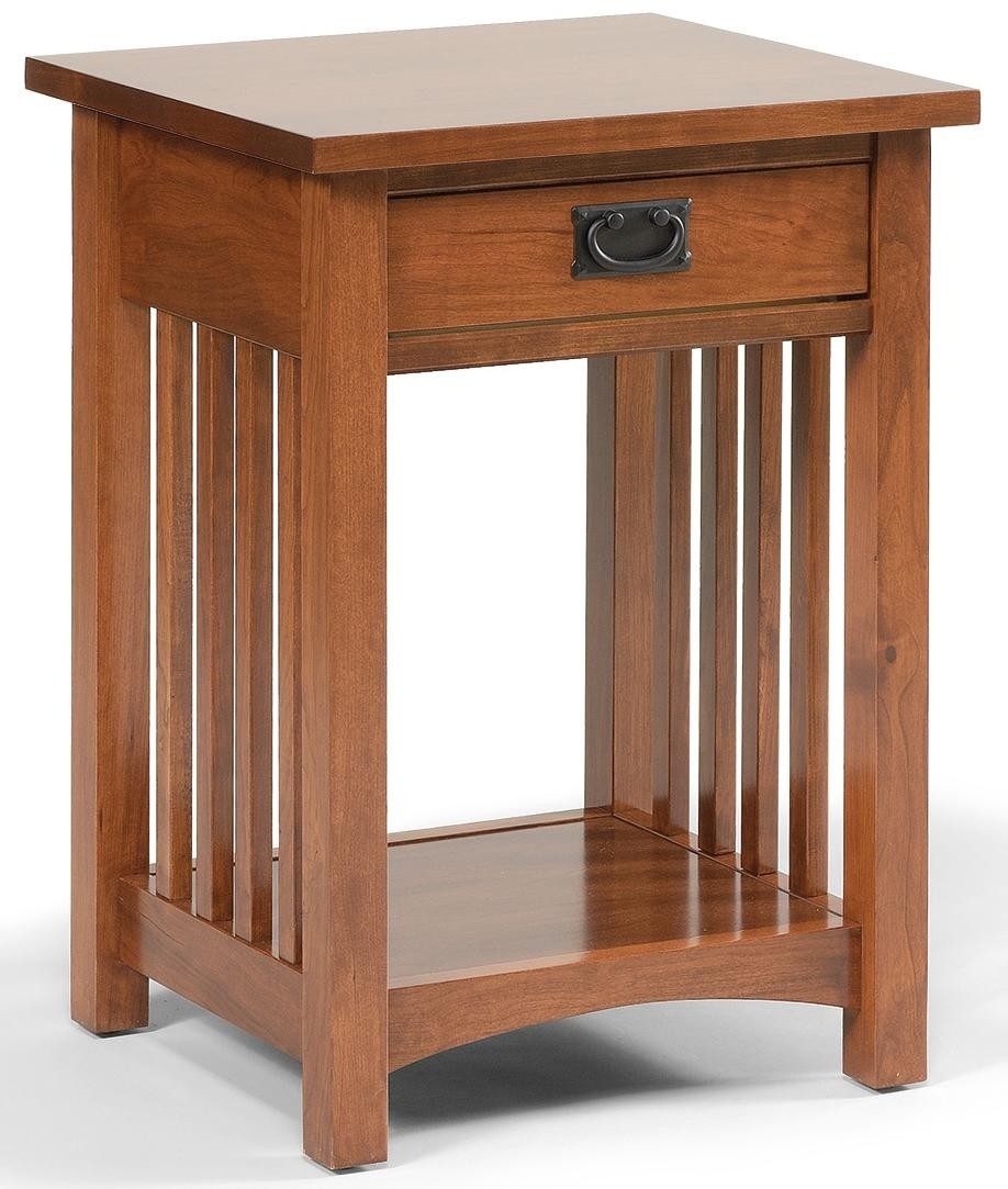Mission style open nightstand with 1 drawer 1 shelf