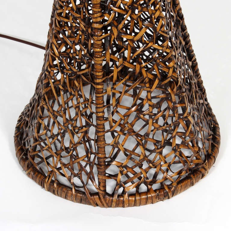 Modern design woven wicker floor lamp for sale at 1stdibs