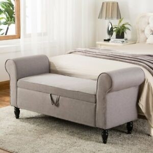 Modern fabric storage ottoman bench upholstered footstool