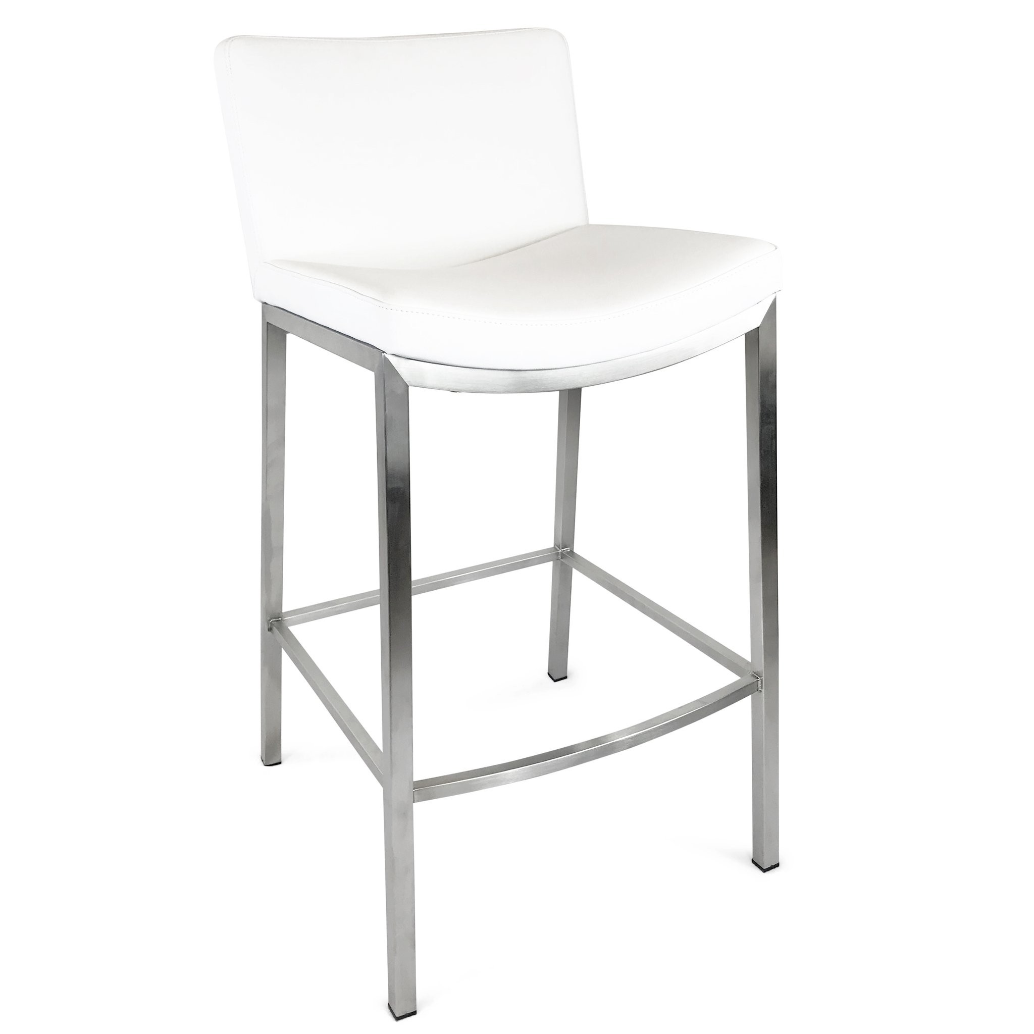 Myles stainless steel bar stool in white marc main