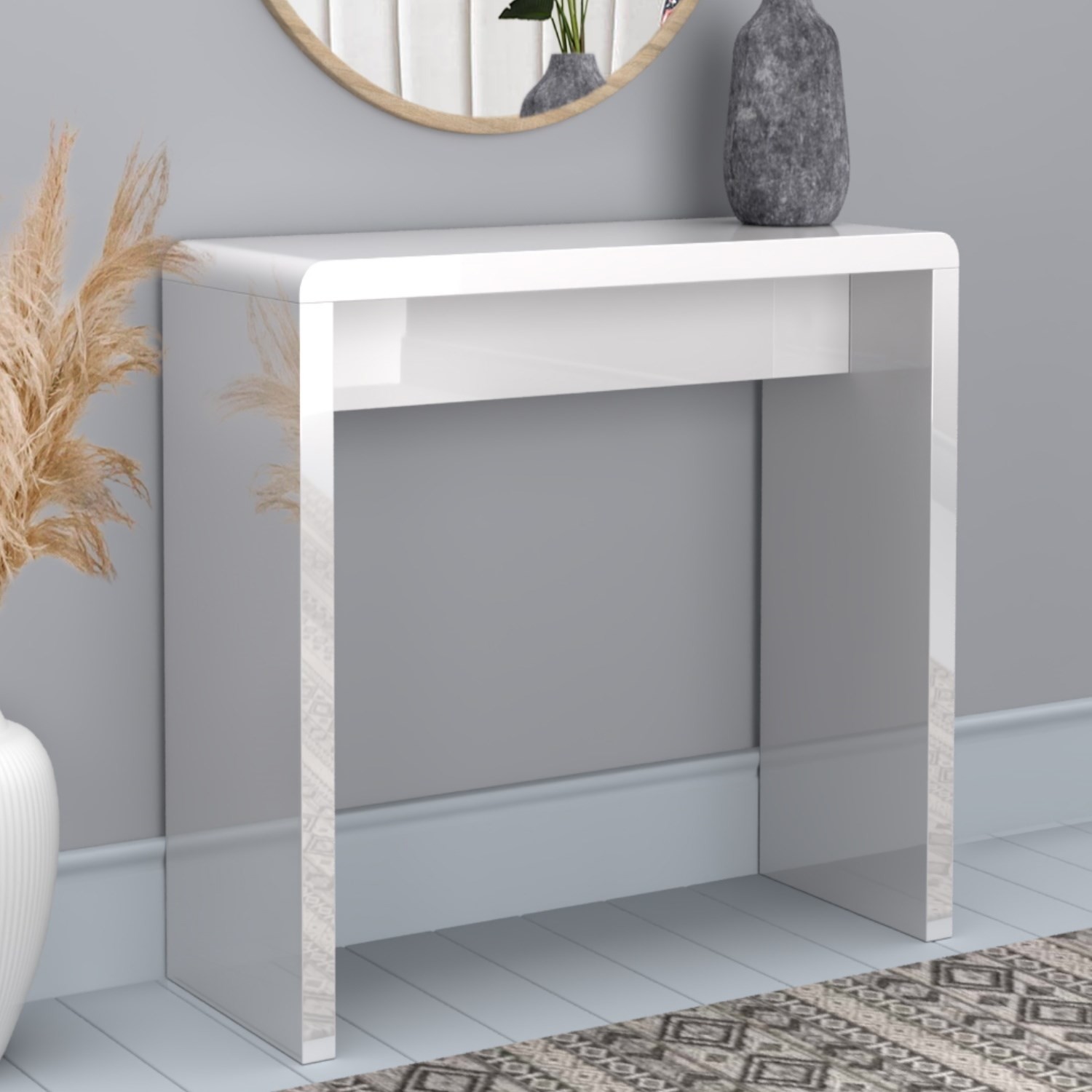 console table gloss white