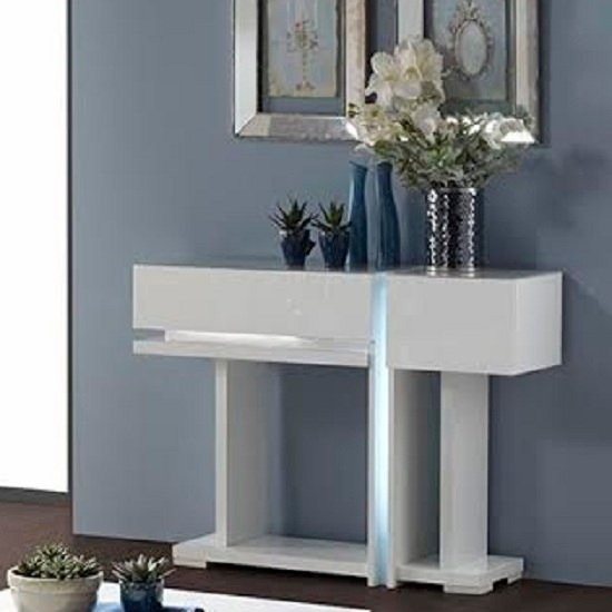 Nicoli console table in white high gloss with 2 drawers