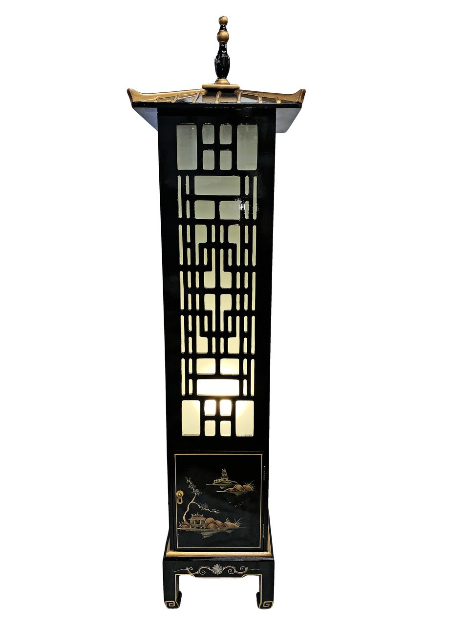 Oriental floor lamp chinese black lacquer with asian