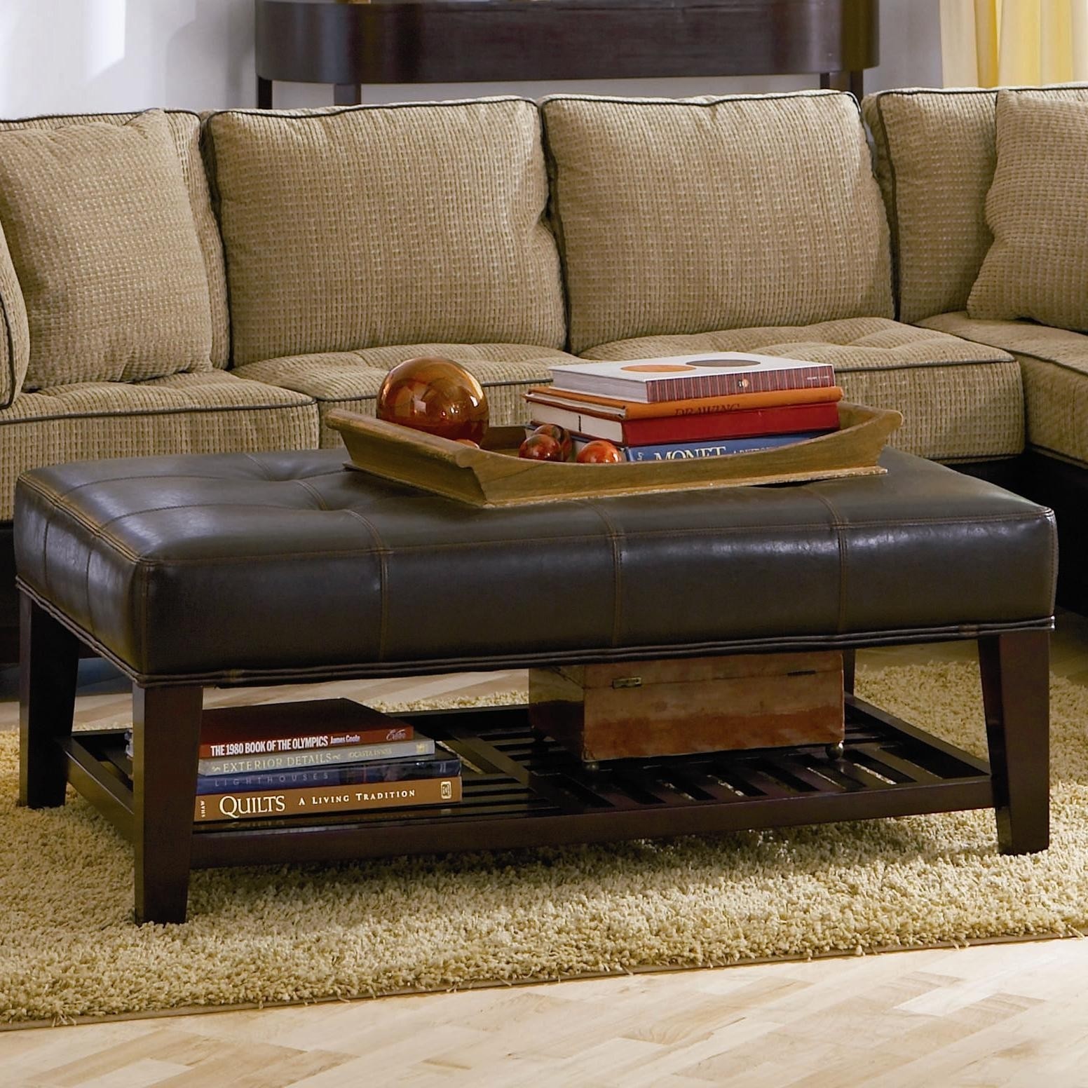 Ottomans contemporary faux leather tufted ottoman with