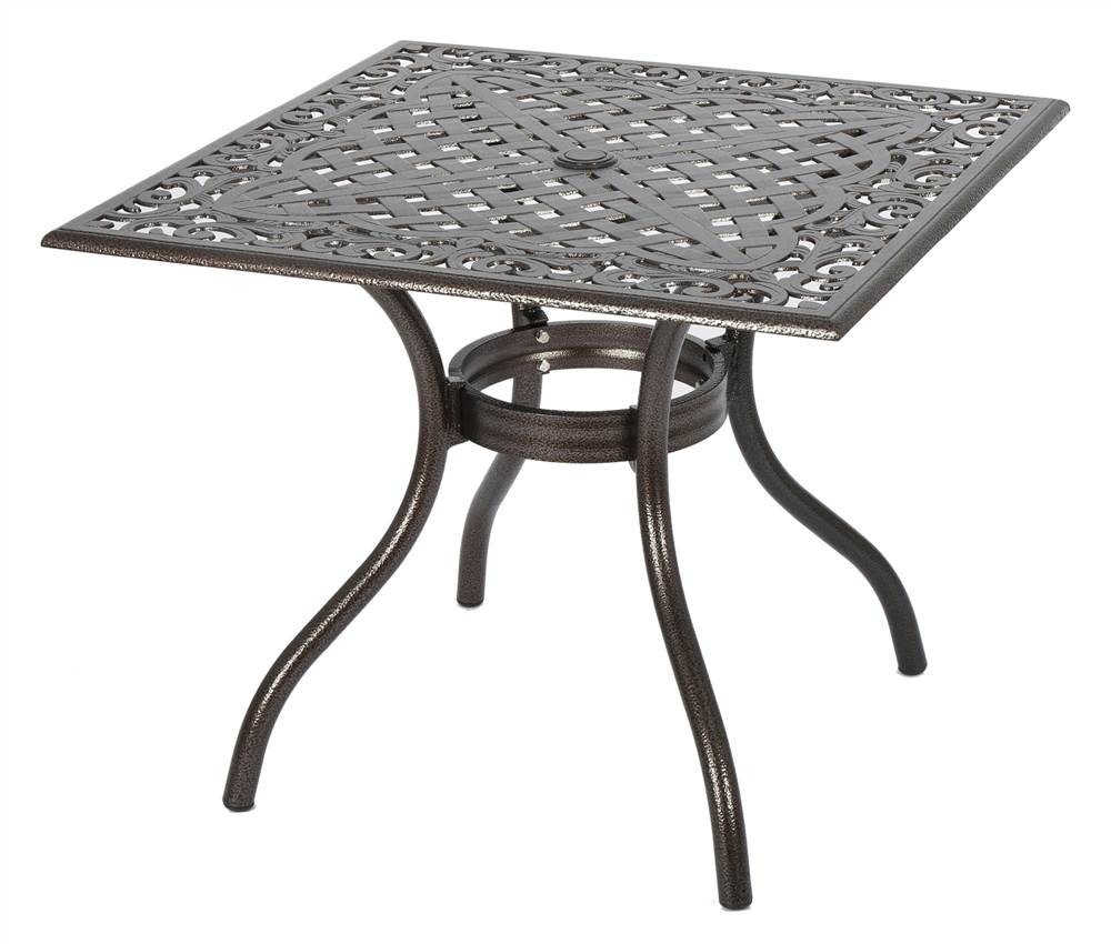 Outdoor square dining table in hammered bronze finish
