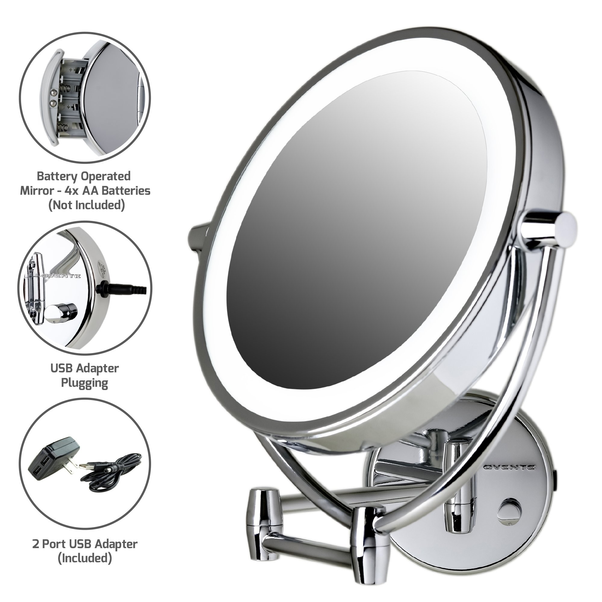 Ovente wall mount led lighted makeup mirror 3