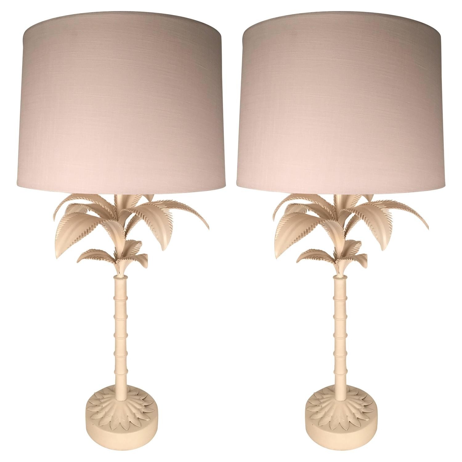 Pair of large palm tree table lamps for sale at