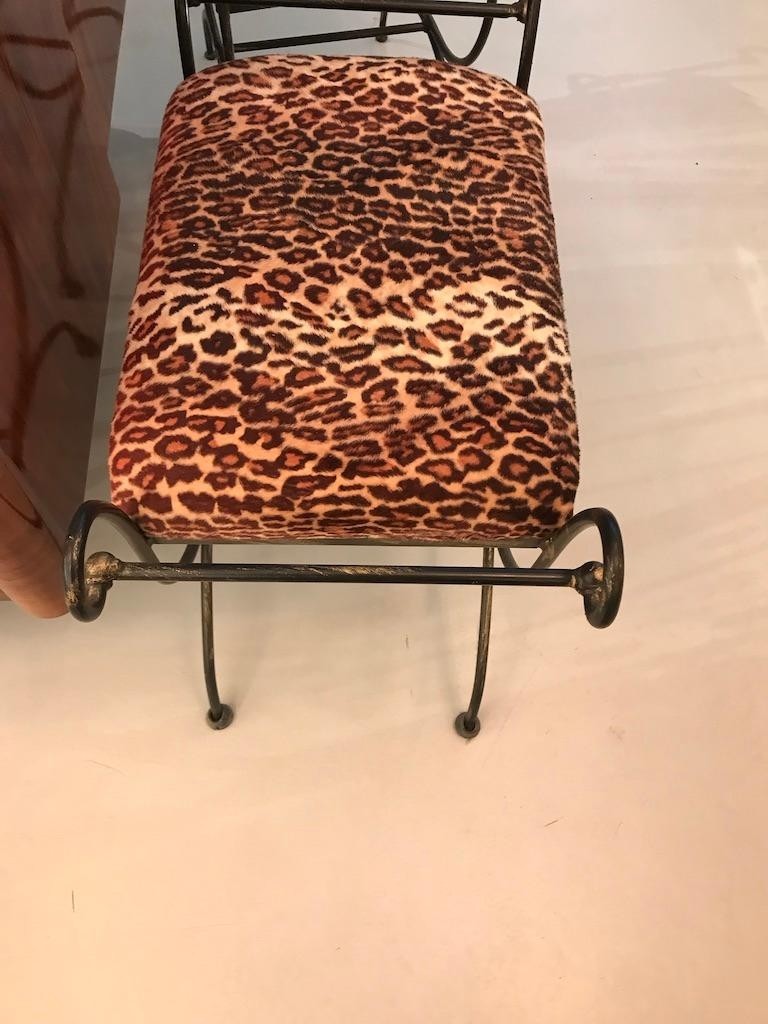 Pair of mid century modern iron leopard print cerule