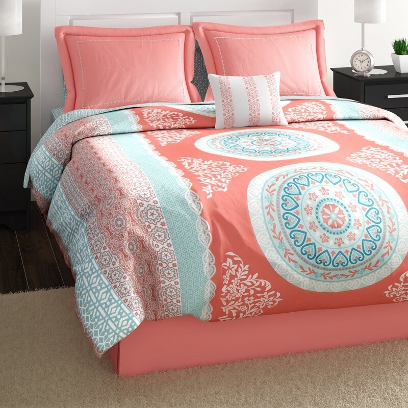 Pillows trendy teen modern graphic paisley coral gray
