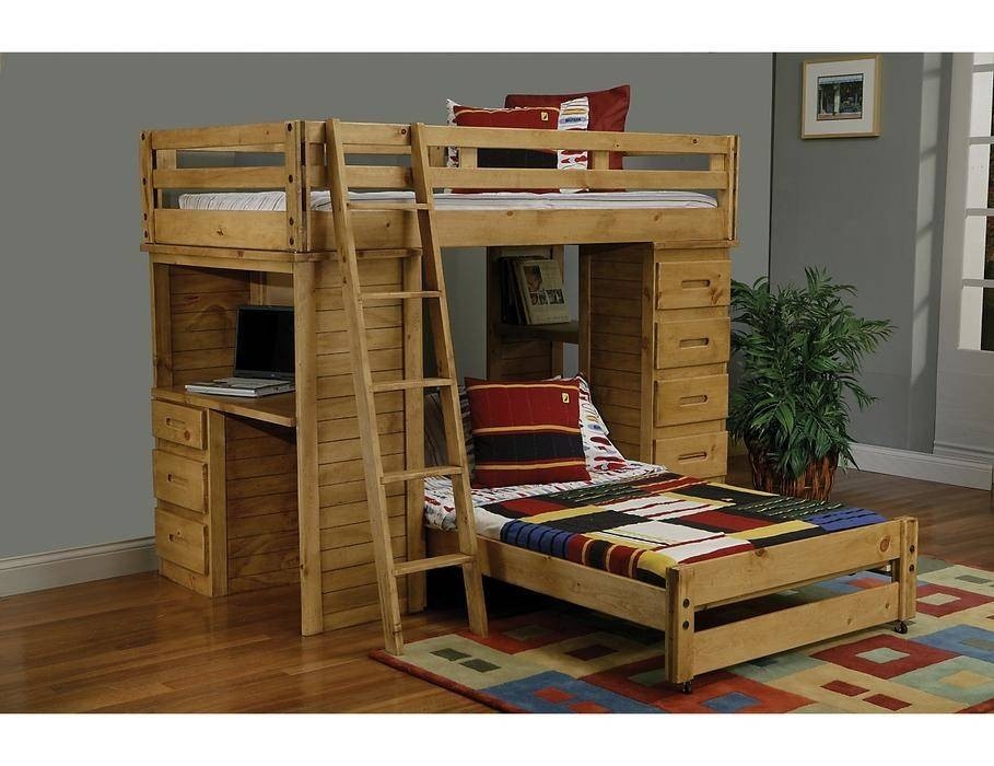 Ponderosa pine student loft bunk bed desk barb homes