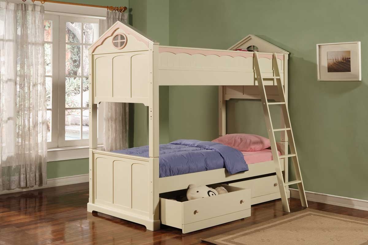 Powell doll house twin twin bunk bed pw 292 037