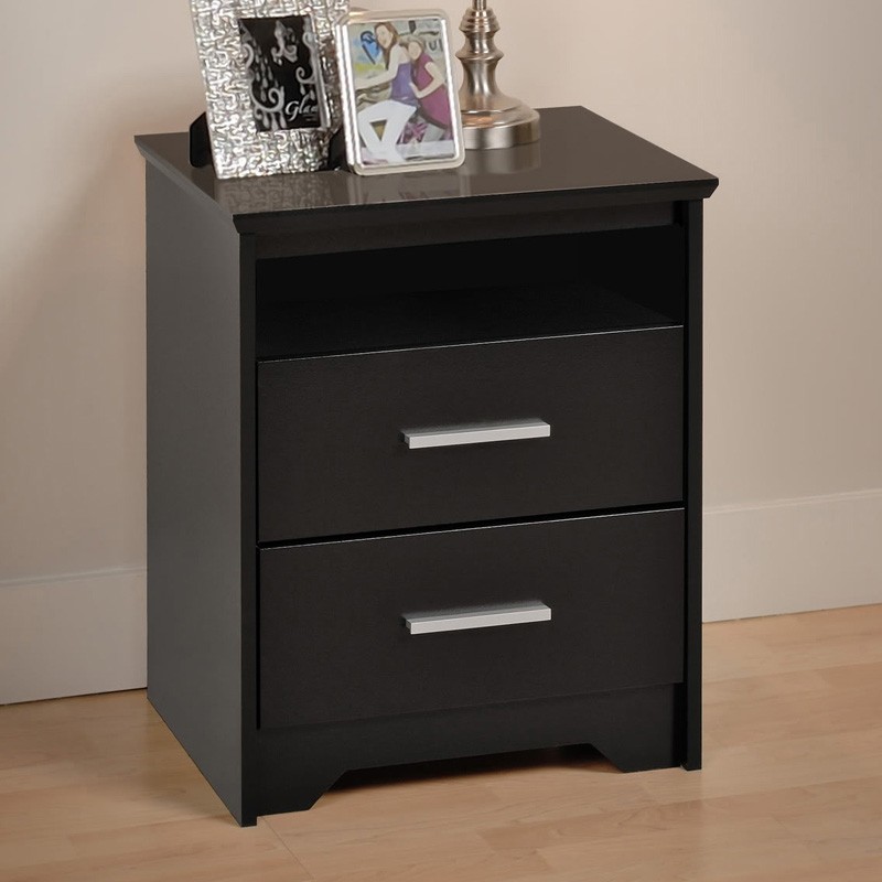 Prepac coal harbor 2 drawer tall nightstand with open 1