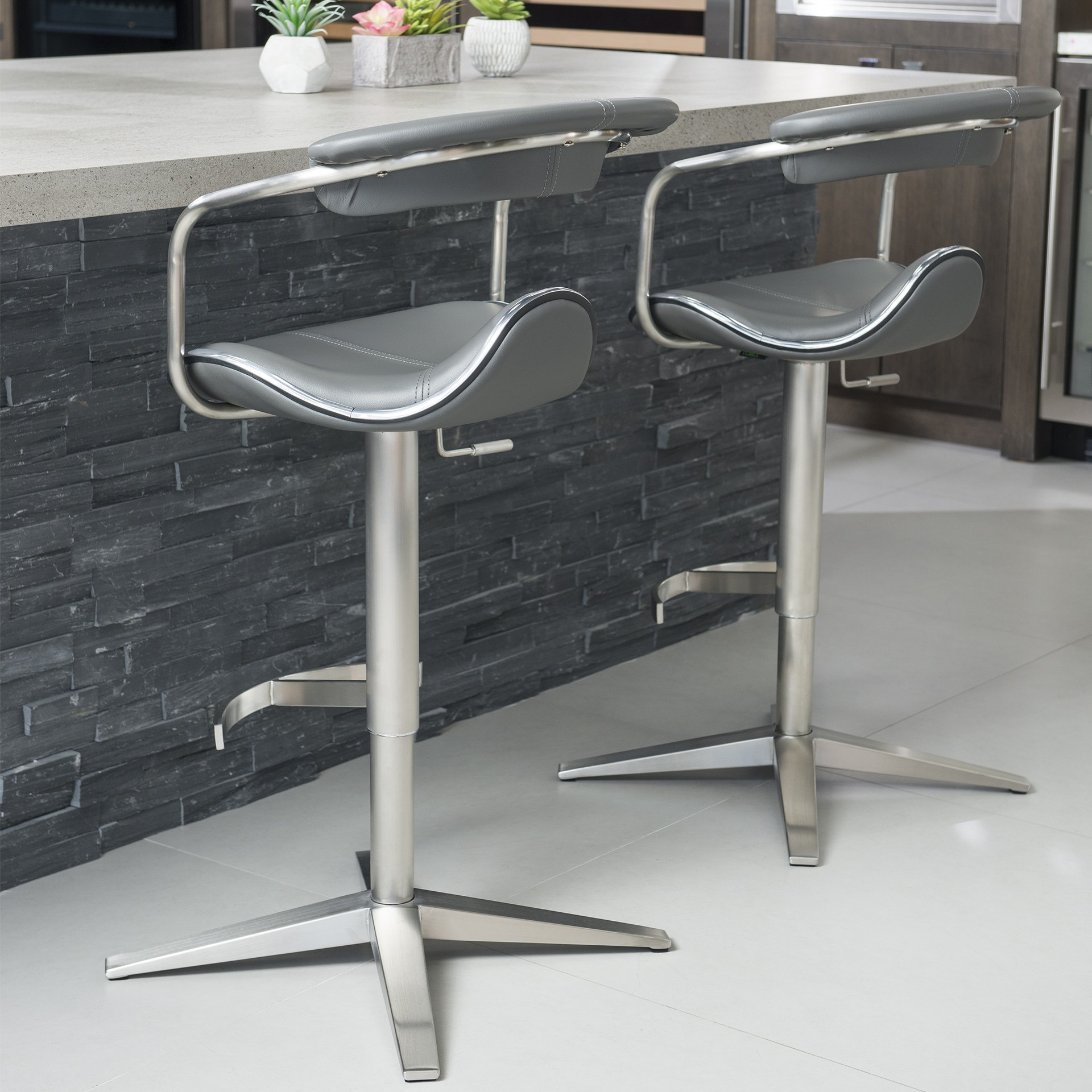 Primo brushed stainless steel adjustable height swivel