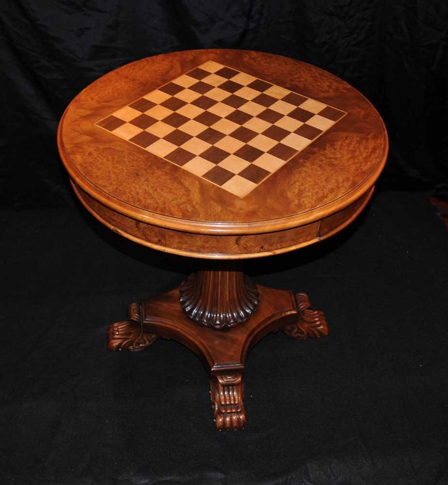 Regency walnut games chess table side tables 1