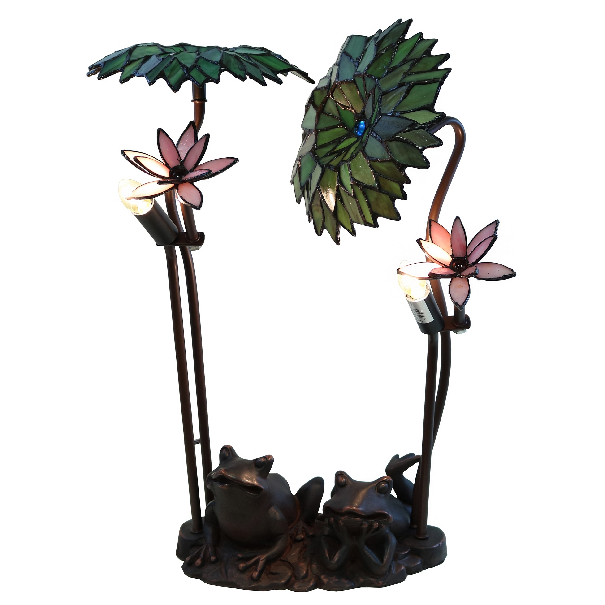 Roa green palms with frog tiffany style 19 inch 2