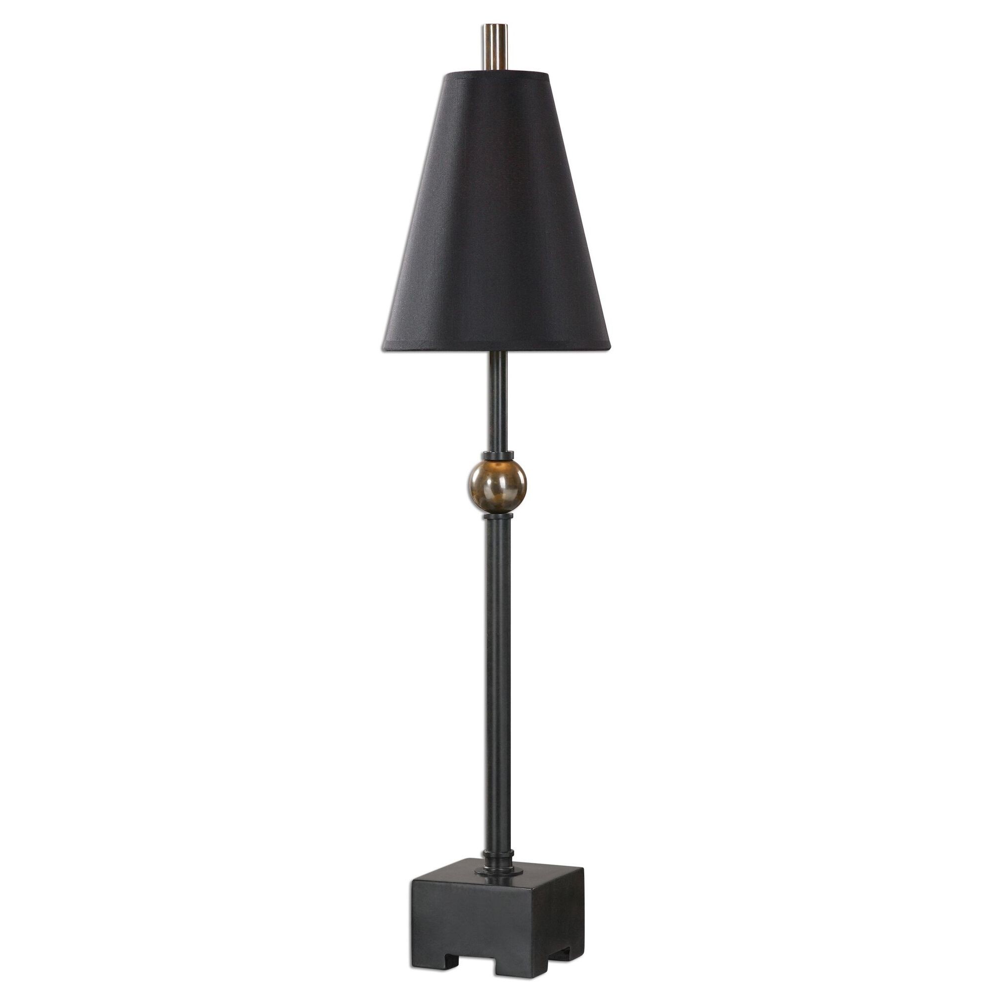 Round coolie shade buffet lamp in black mathis brothers
