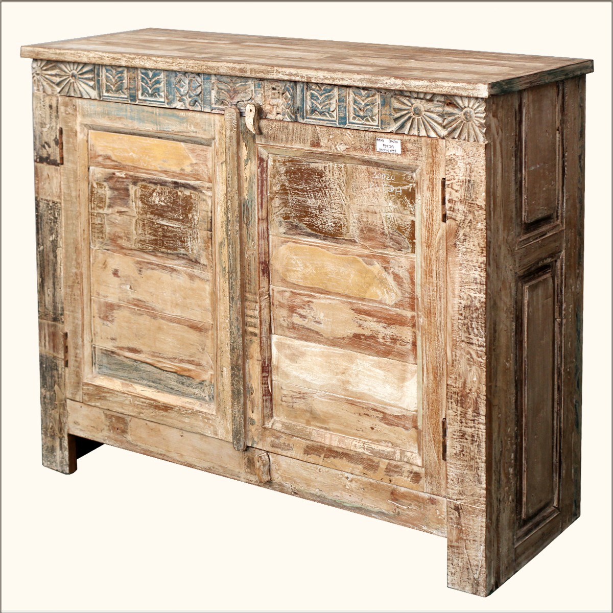 Rustic reclaimed storage cabinet wood distressed sideboard