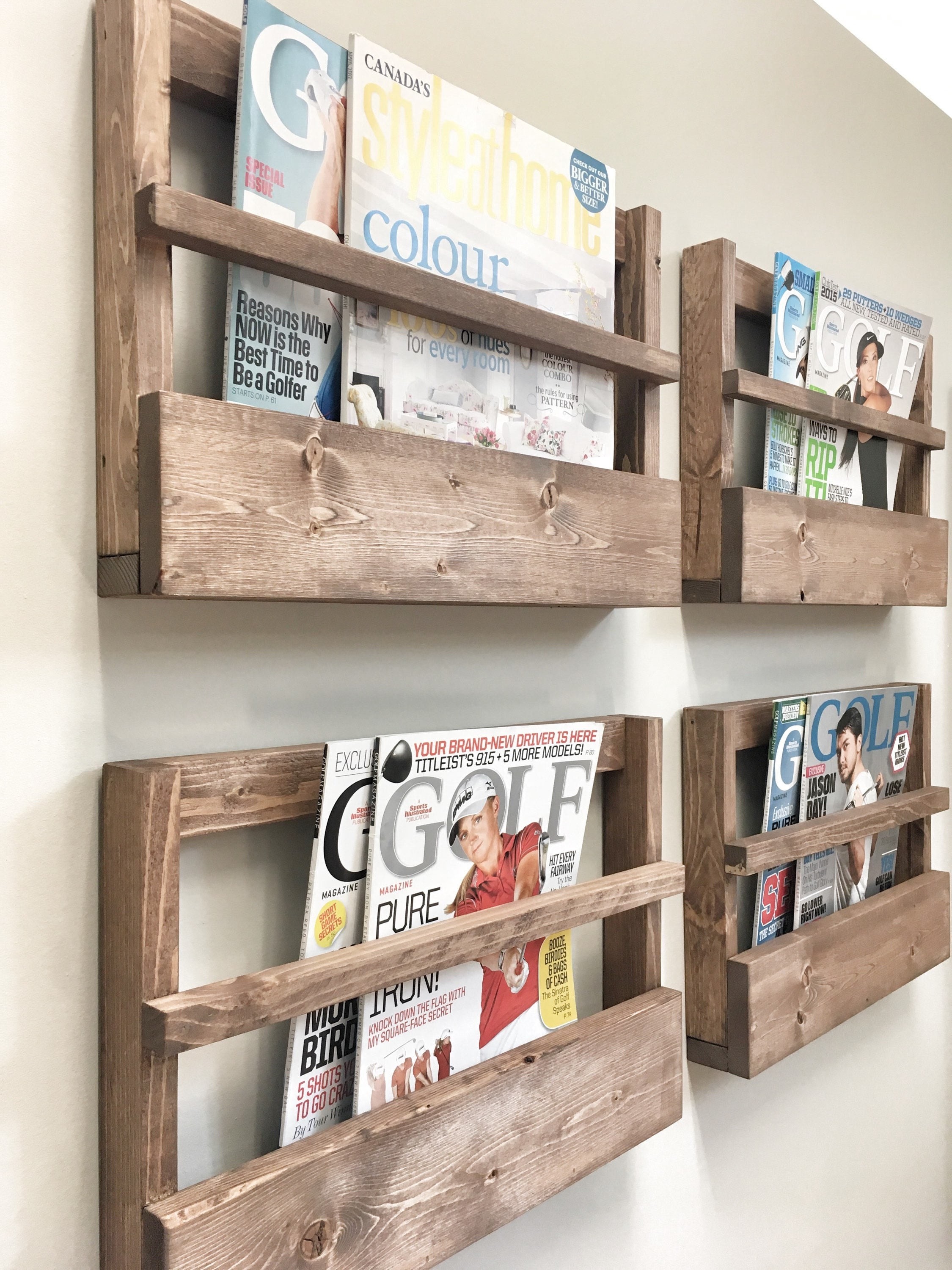 Rustic wood magazine holder magazine storage rack wall 1