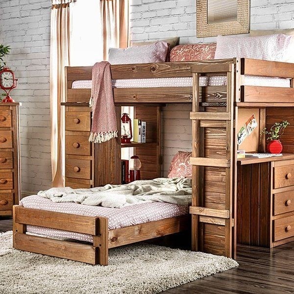 Secor twin over twin l bunk bed with drawers with