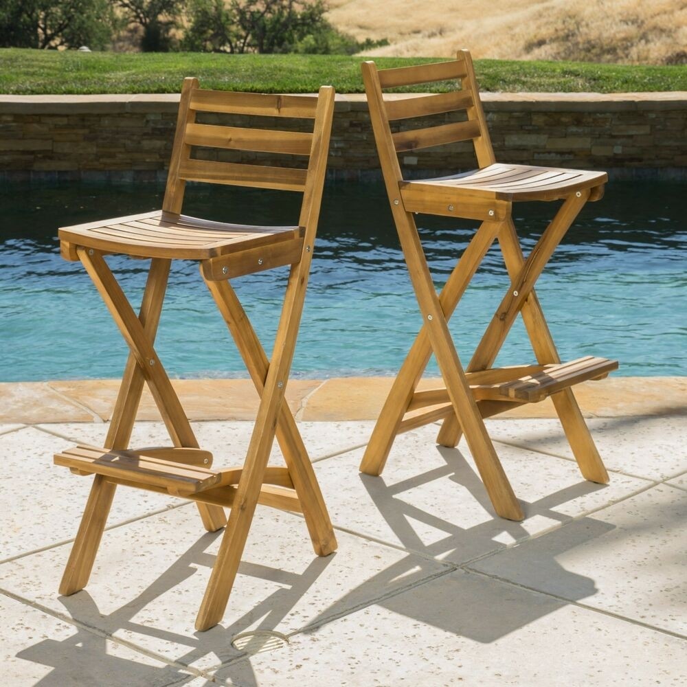Set of 2 all weather indoor outdoor folding acacia wood