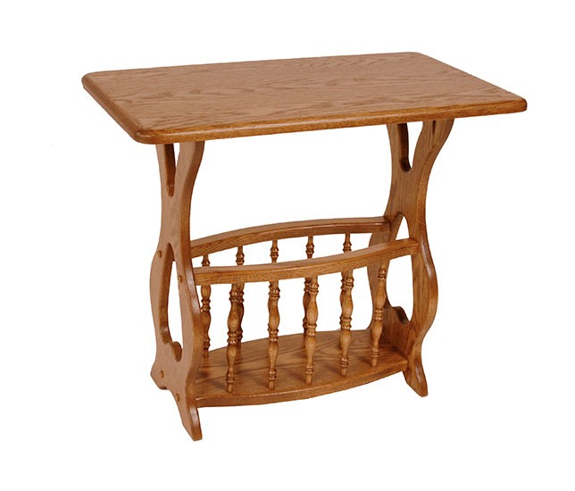 Solid oak magazine rack end table rectangle top 1