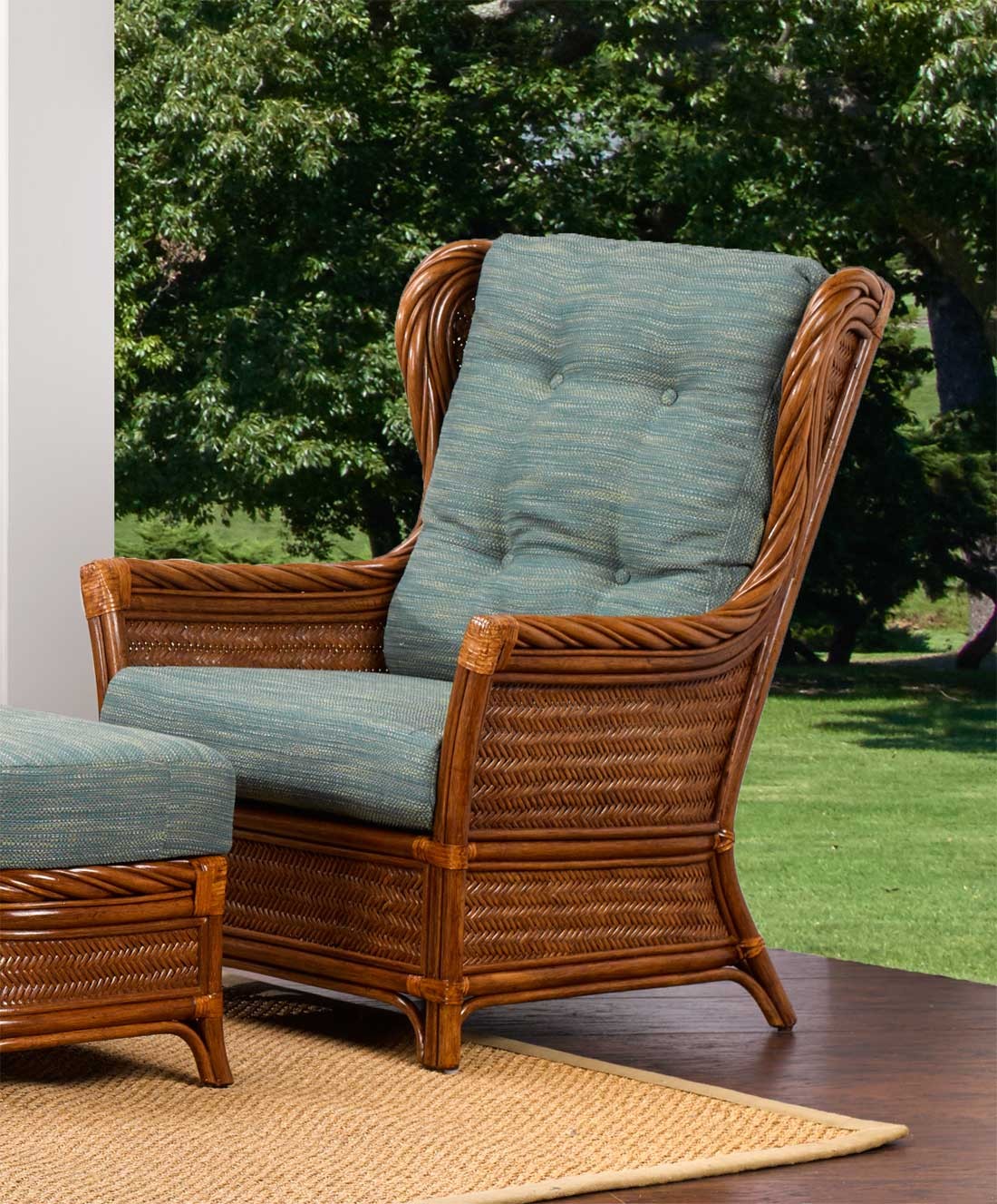 South shore natural rattan high back lounge chair custom