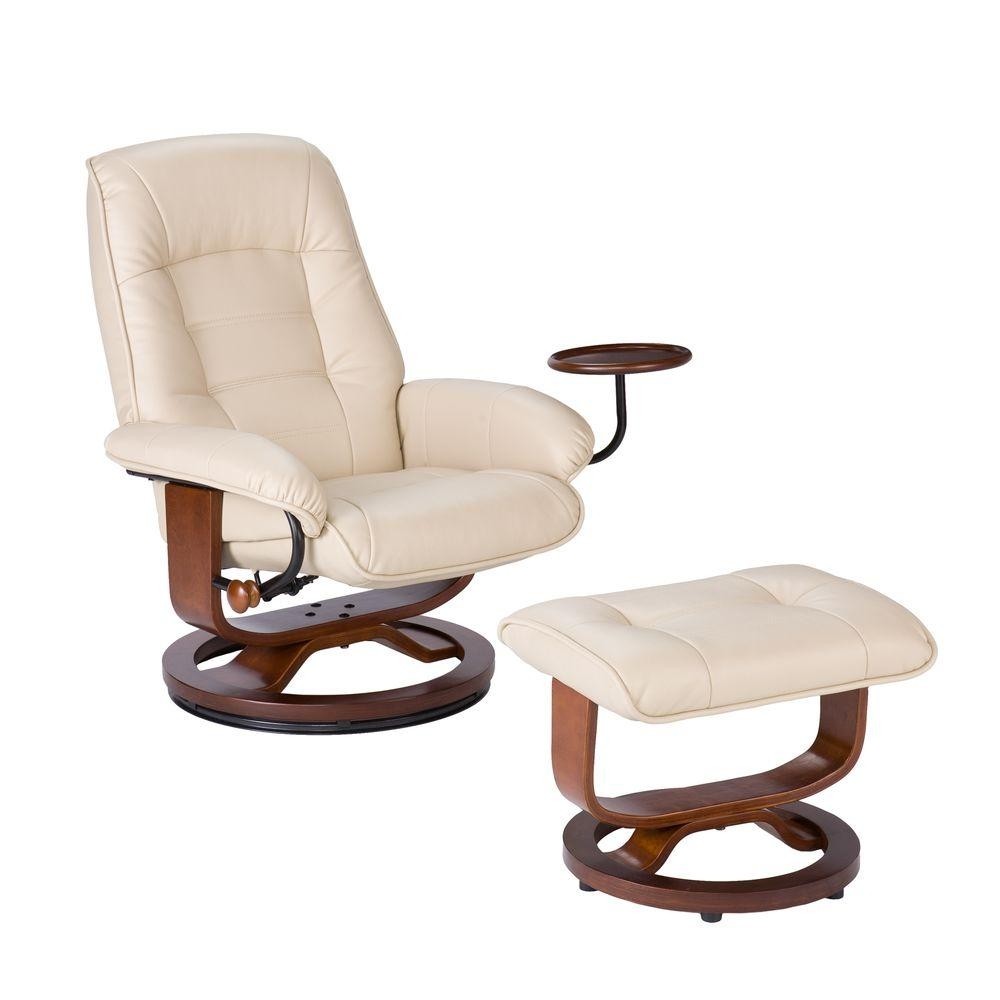 Southern enterprises taupe leather reclining chair with