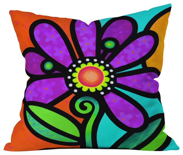 Steven scott cosmic daisy in purple outdoor throw pillow