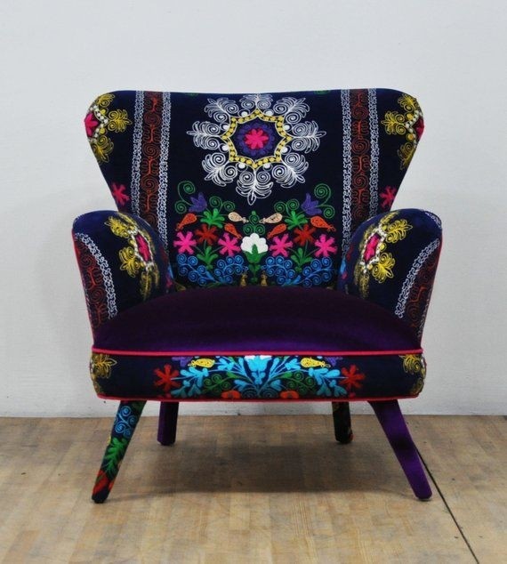Suzani armchair purple sky etsy whimsical furniture